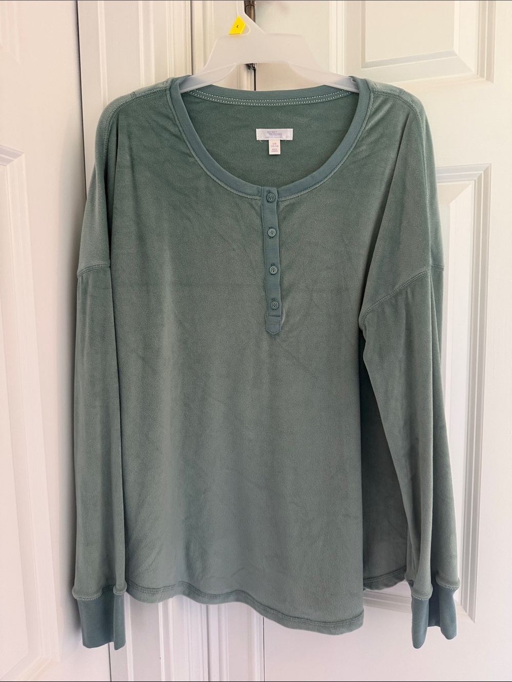Secret Treasures Sage Green Long Sleeve Henley Top
